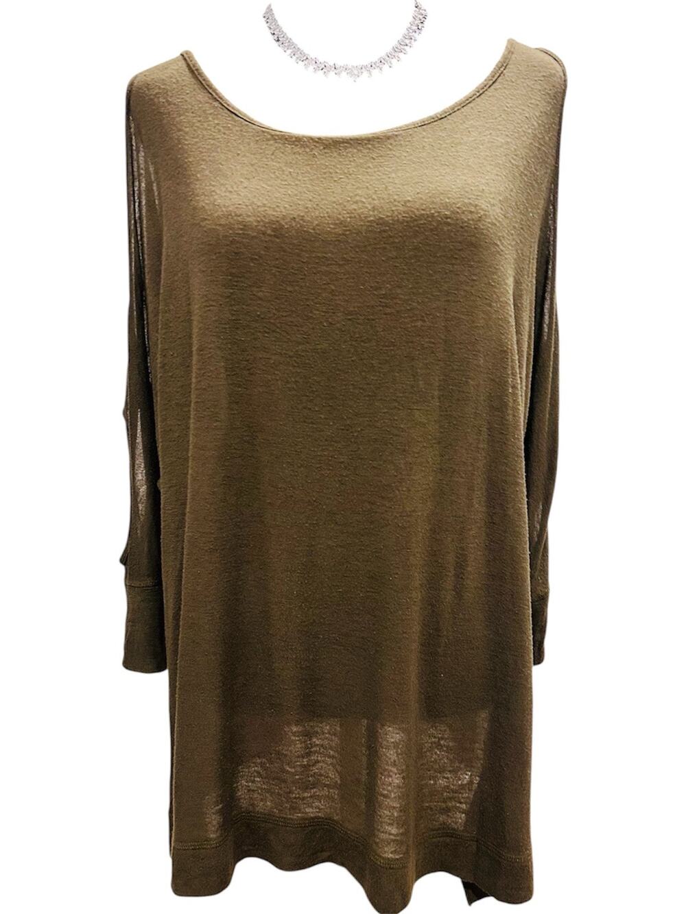 Easel Oversized Cold Shoulder Tunic Small Olive Boho Flowy Lightweight Top